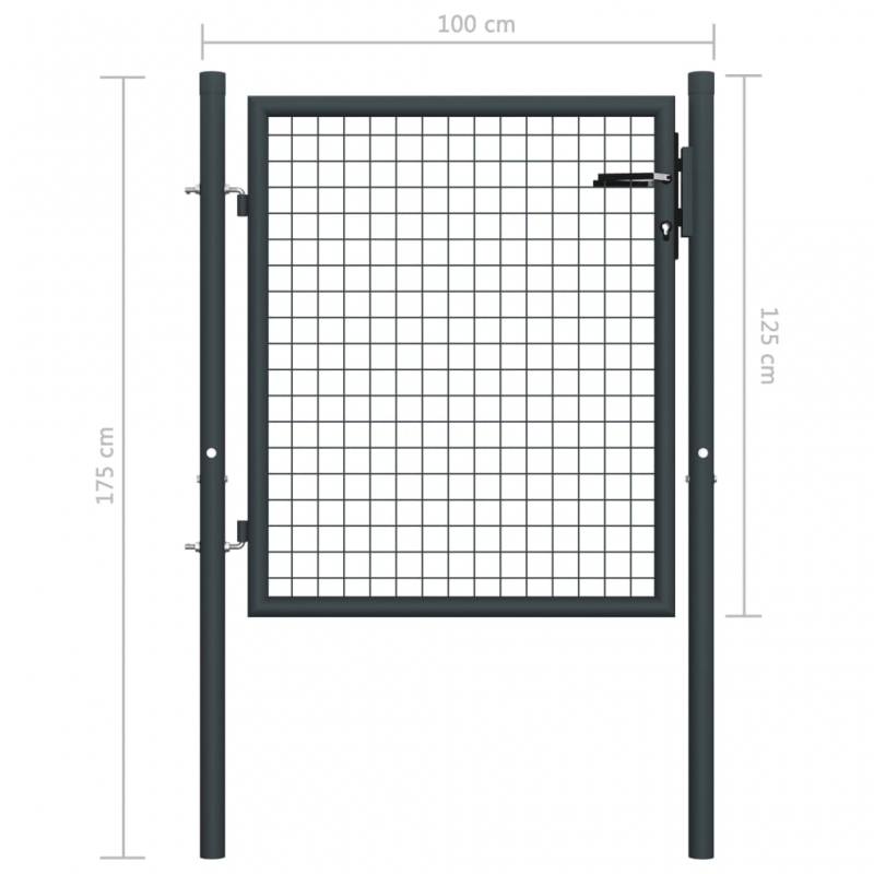 Mesh-Gartentor Verzinkter Stahl 100 x 175 cm Grau