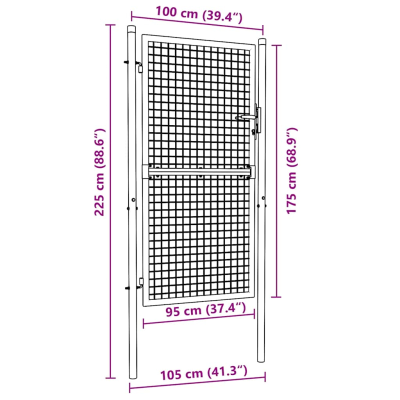 Mesh-Gartentor Verzinkter Stahl 100 x 225 cm Grau