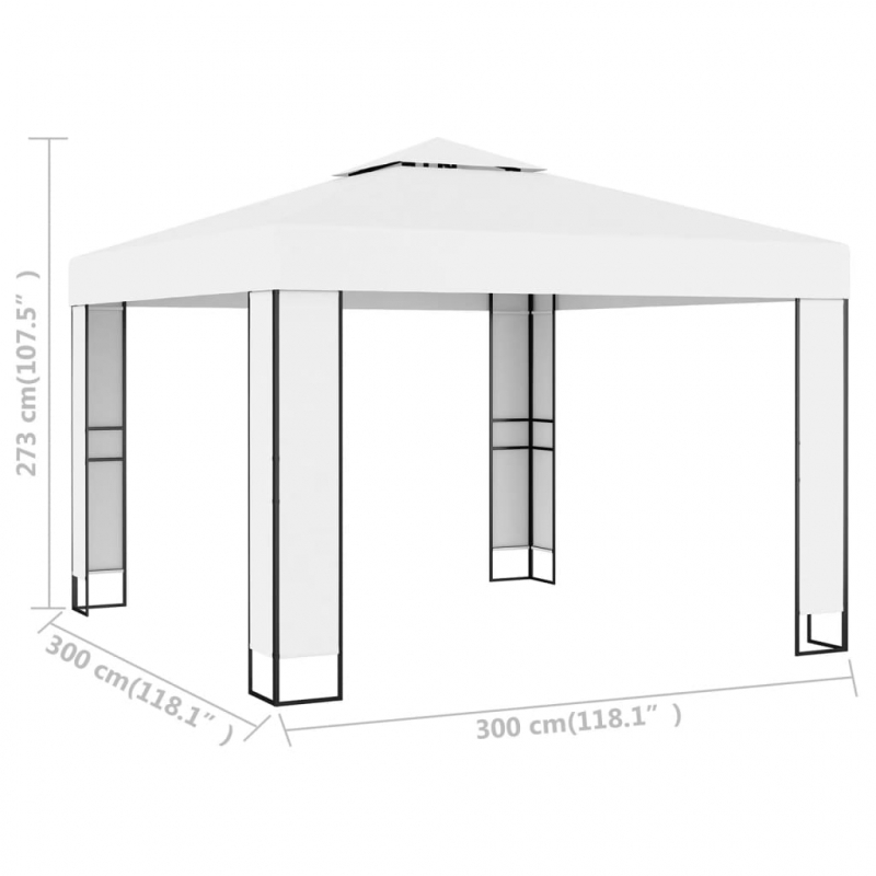 Pavillon mit Doppeldach 3 x 3 m Weiß