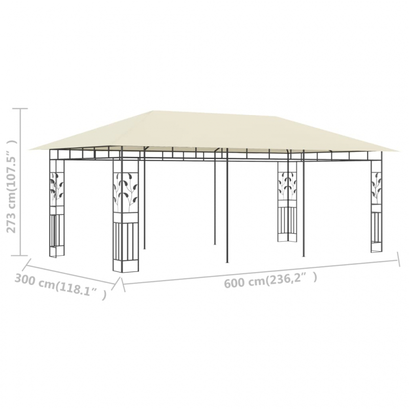 Pavillon mit Moskitonetz 6x3x2,73 m Creme