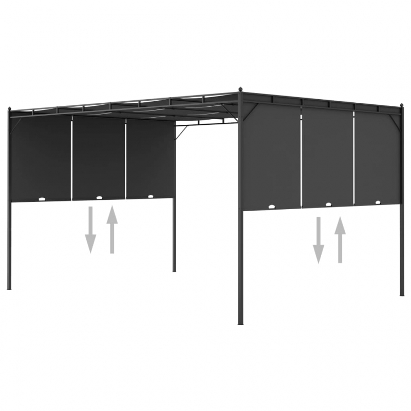 Gartenpavillon mit Seitenvorhang 4x3x2,25 m Anthrazit
