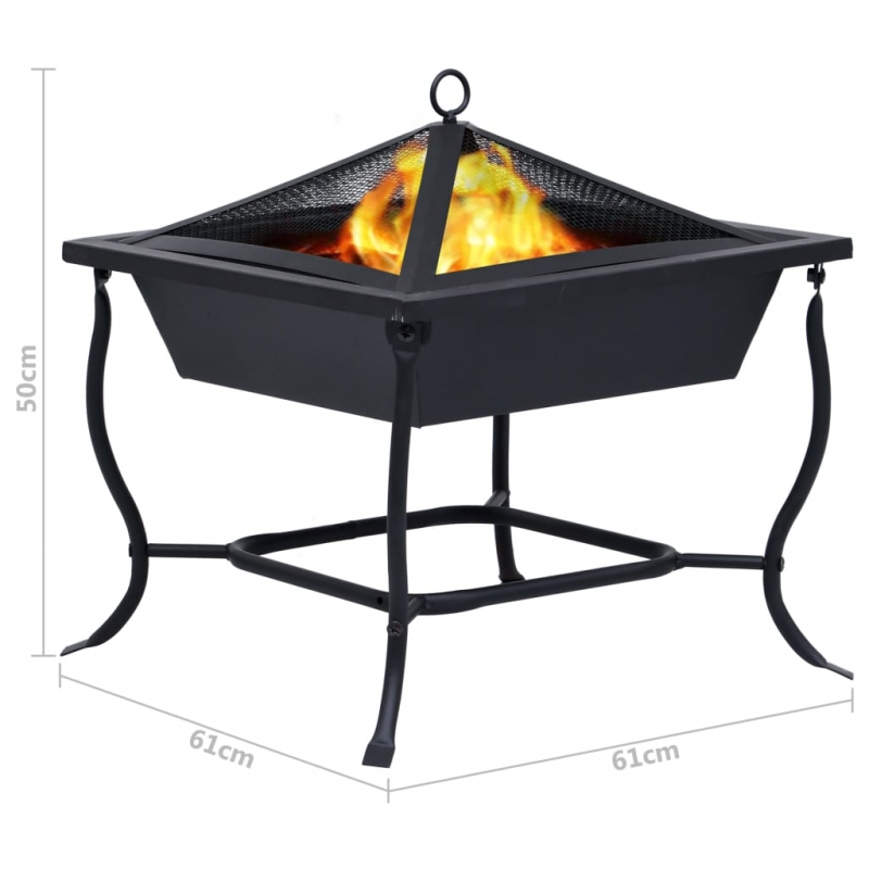 Feuerstelle Schwarz 42x42x45 cm Stahl