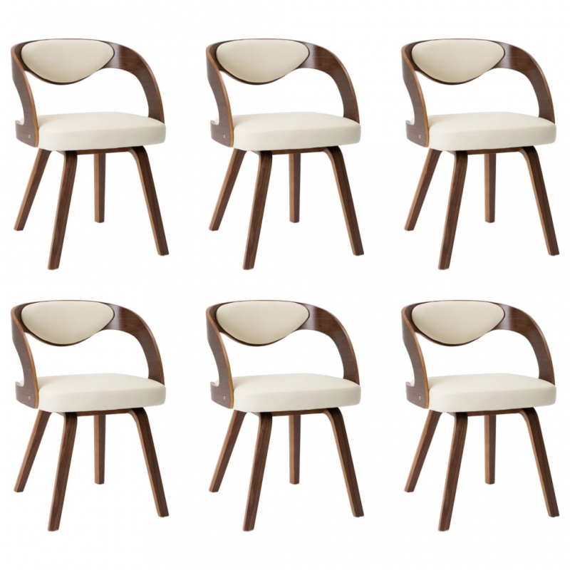 Esszimmerstühle 6 Stk. Creme Bugholz und Kunstleder