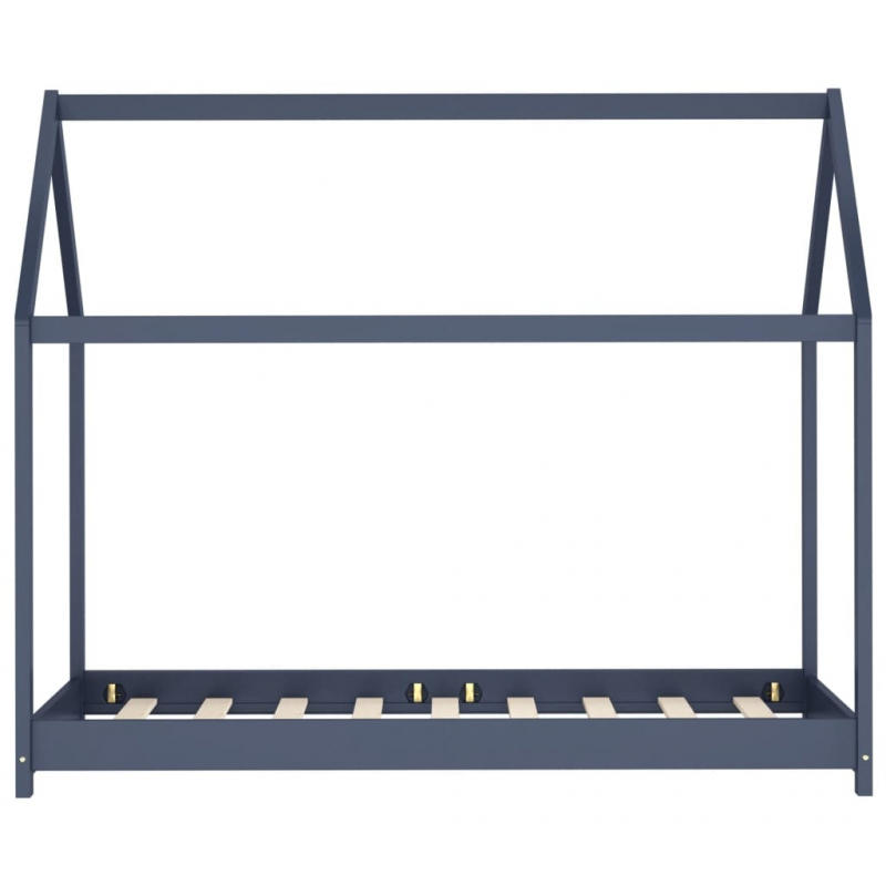 Kinder-Bettgestell Grau Massivholz Kiefer 80 x 160 cm