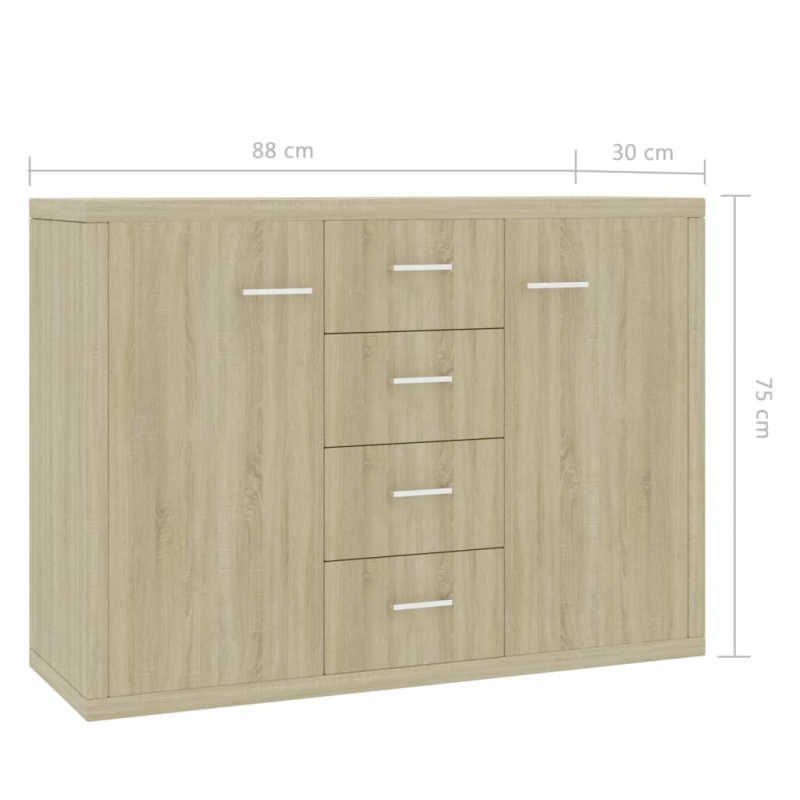 Sideboard Sonoma-Eiche 88x30x65 cm Holzwerkstoff