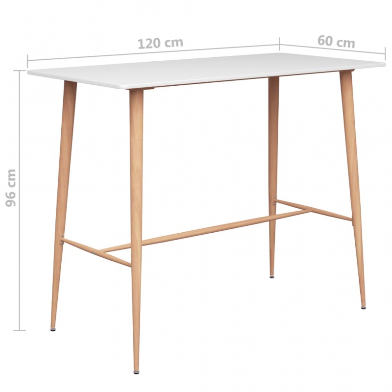 Bartisch Weiß 120x60x105 cm
