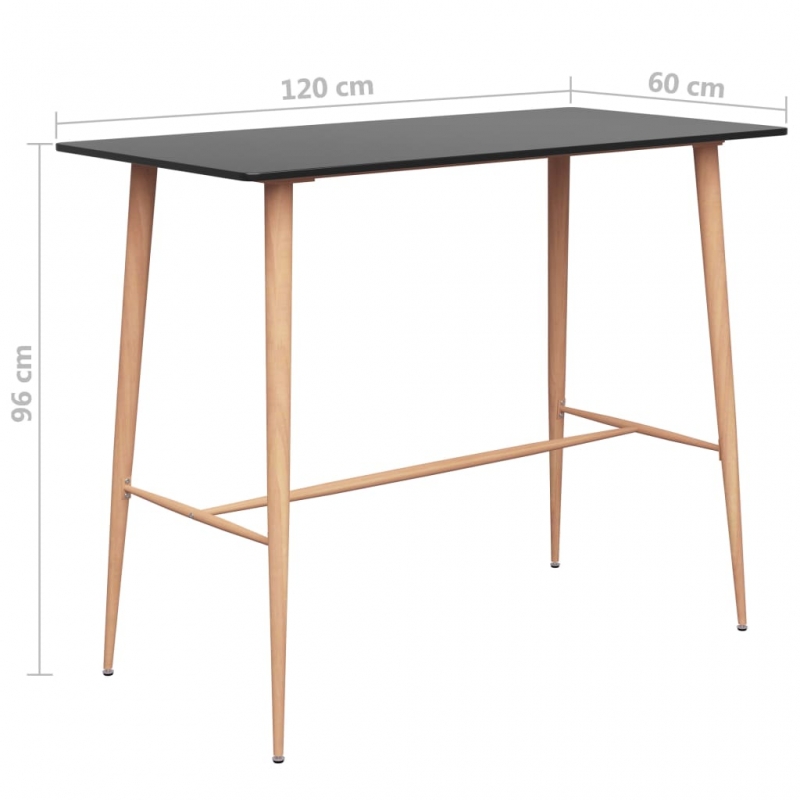 Bartisch Schwarz 120x60x105 cm