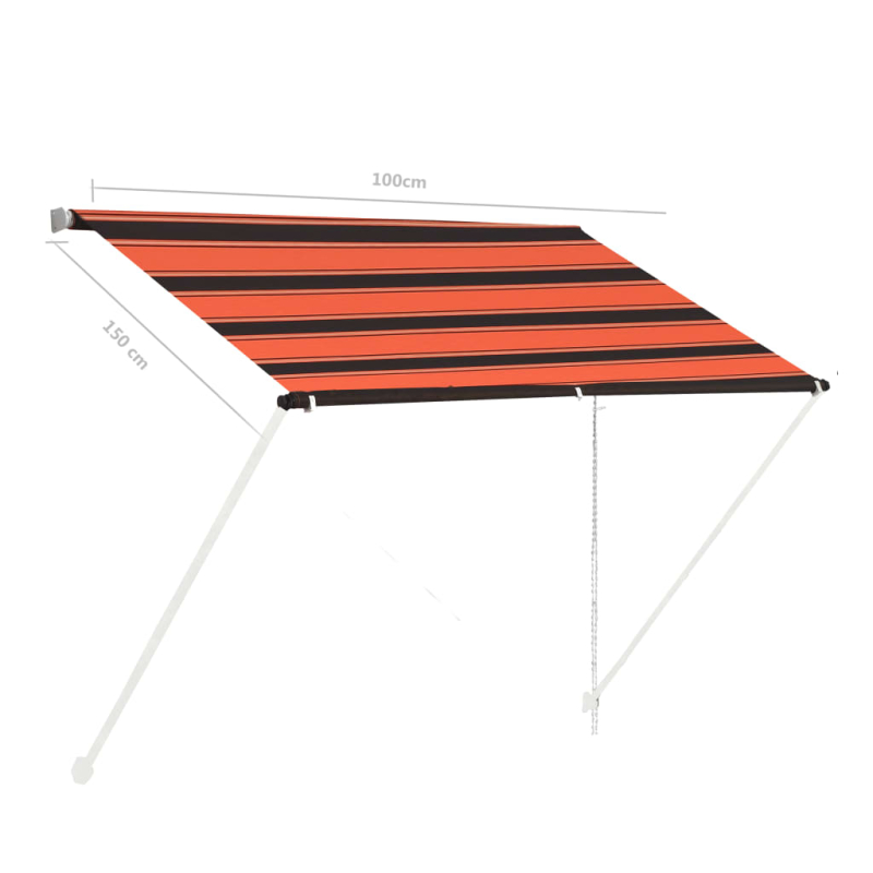 Einziehbare Markise 100×150 cm Orange und Braun