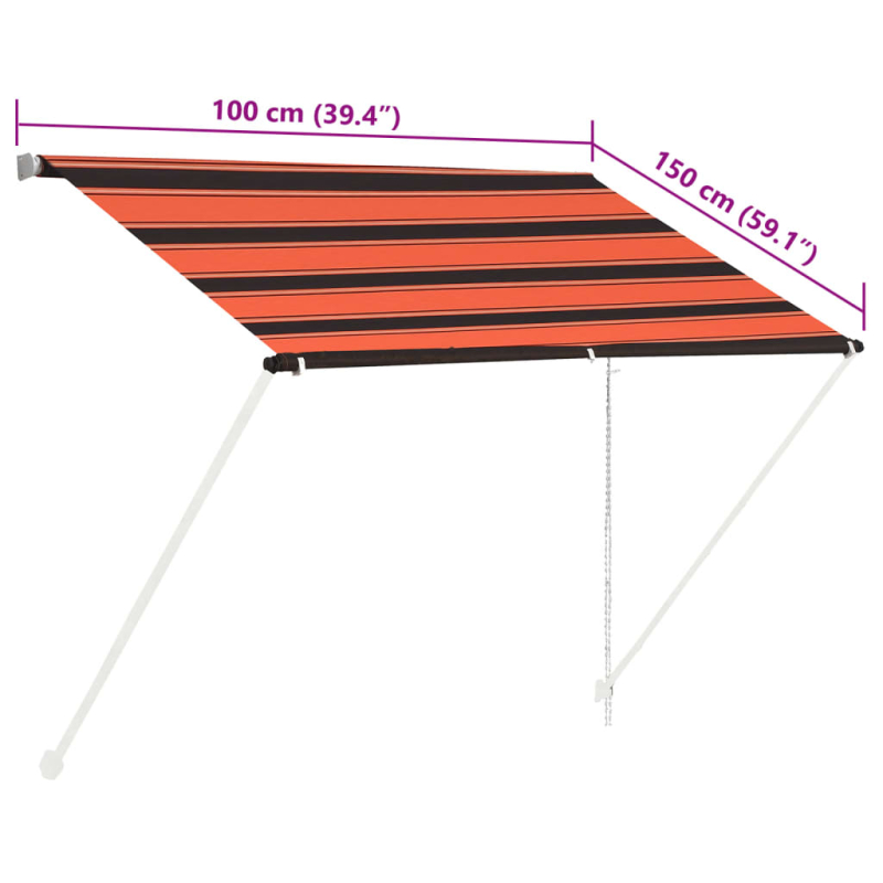 Einziehbare Markise 100×150 cm Orange und Braun
