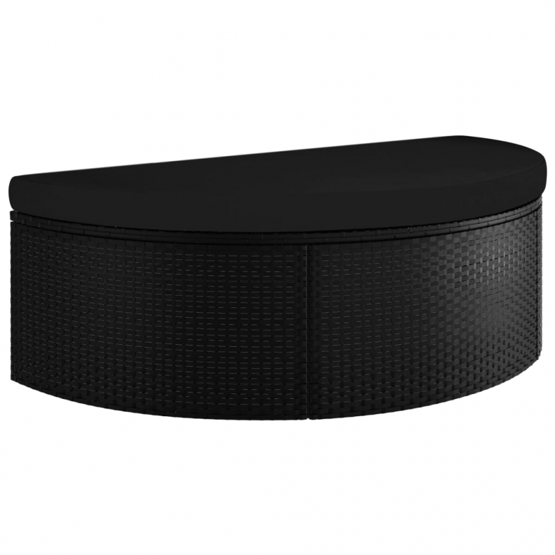 Gartenbett mit Sonnenschirm Poly Rattan Schwarz