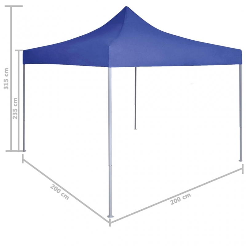 Profi-Partyzelt Faltbar 2×2 m Stahl Blau