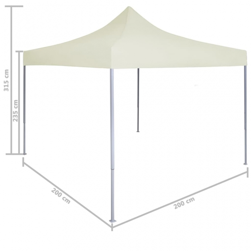 Profi-Partyzelt Faltbar 2×2 m Stahl Creme
