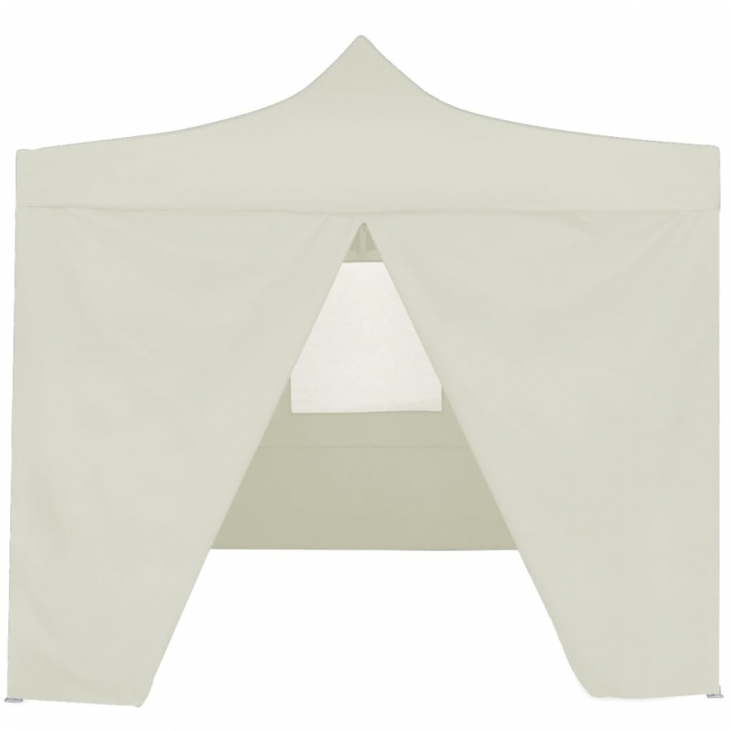 Profi-Partyzelt Faltbar mit 4 Seitenwänden 2×2m Stahl Creme