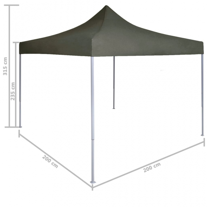 Profi-Partyzelt Faltbar 2×2 m Stahl Anthrazit