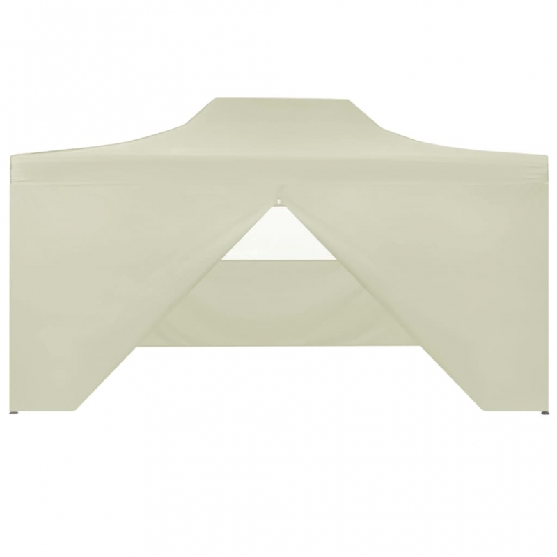 Profi-Partyzelt Faltbar mit 4 Seitenwänden 3×4m Stahl Creme