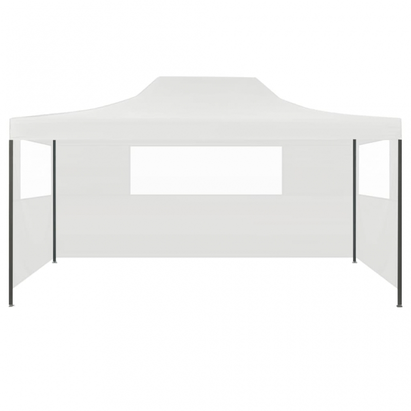Profi-Partyzelt Faltbar mit 3 Seitenwänden 3×4m Stahl Weiß