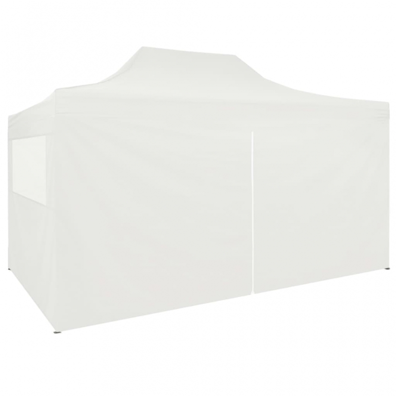 Profi-Partyzelt Faltbar mit 4 Seitenwänden 3×4m Stahl Weiß