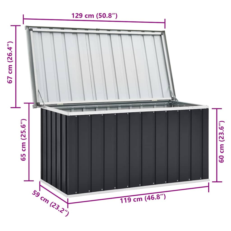 Gartenbox Anthrazit 129x67x65 cm