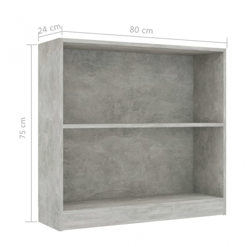 Bücherregal Betongrau 80x24x75 cm Holzwerkstoff
