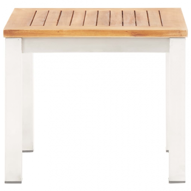 Garten-Beistelltisch 45x45x38 cm Massivholz Akazie & Edelstahl