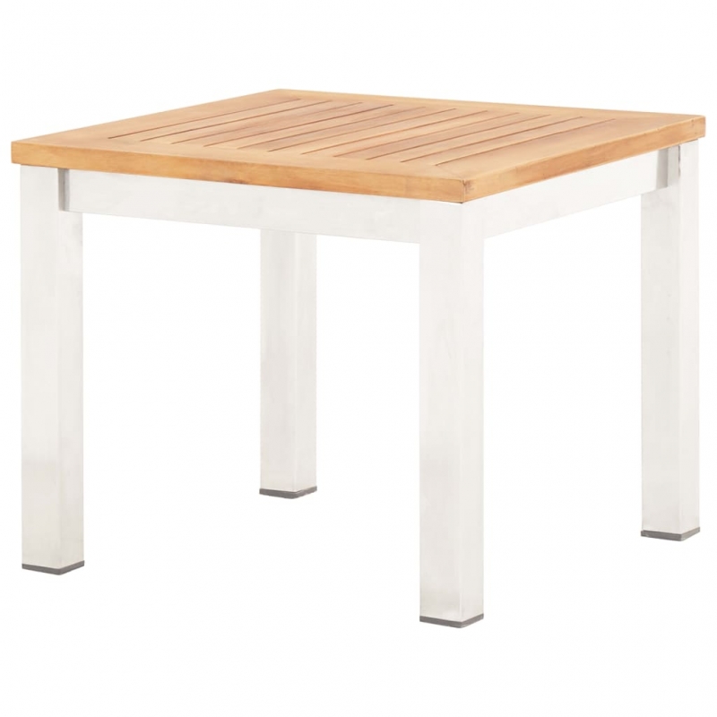 Garten-Beistelltisch 45x45x38 cm Massivholz Akazie & Edelstahl