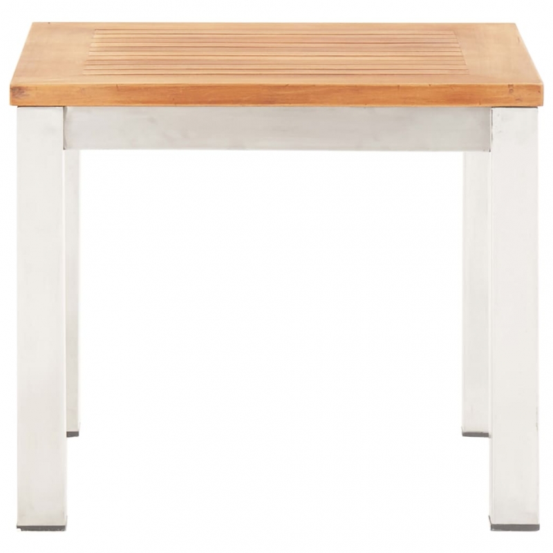 Garten-Beistelltisch 45x45x38 cm Massivholz Akazie & Edelstahl