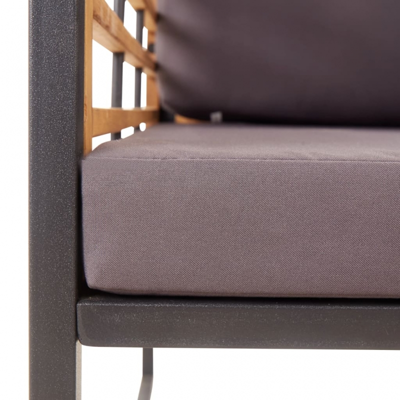 Gartenstühle mit Auflagen 2 Stk. Massivholz Akazie Dunkelgrau