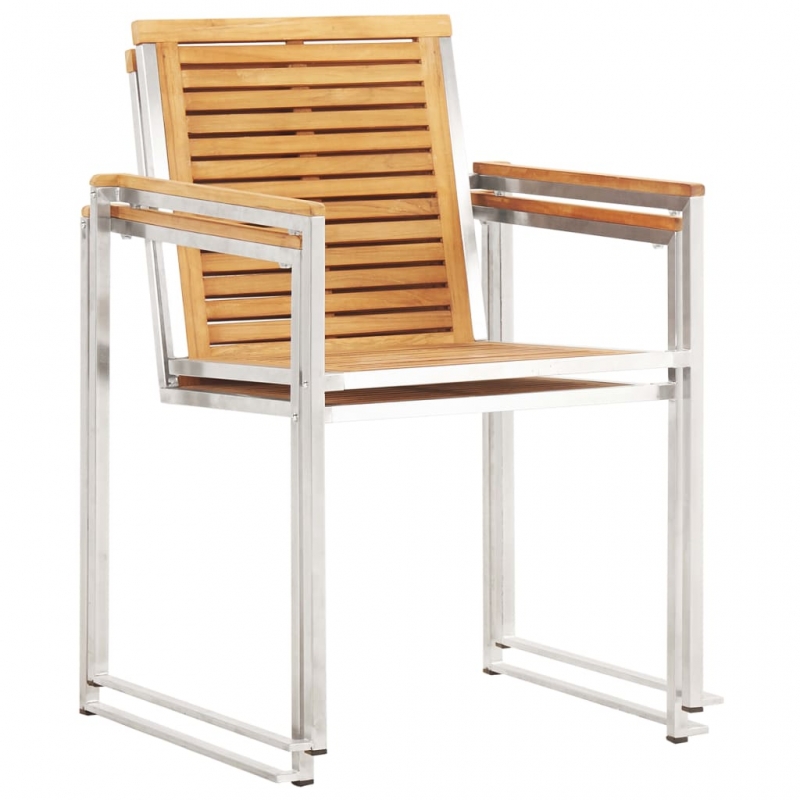 Gartenstühle 2 Stk. Massivholz Teak und Edelstahl