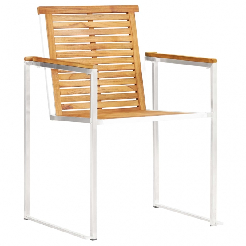 Gartenstühle 2 Stk. Massivholz Teak und Edelstahl