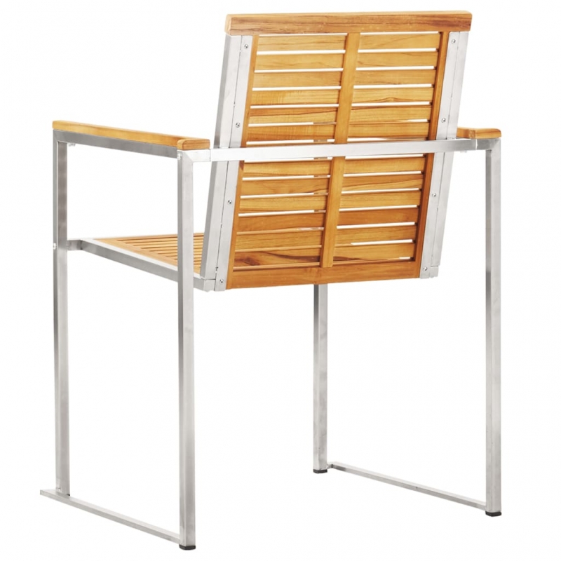 Gartenstühle 2 Stk. Massivholz Teak und Edelstahl