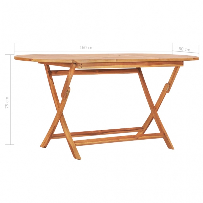 Gartentisch Klappbar 160×80×75 cm Massivholz Teak