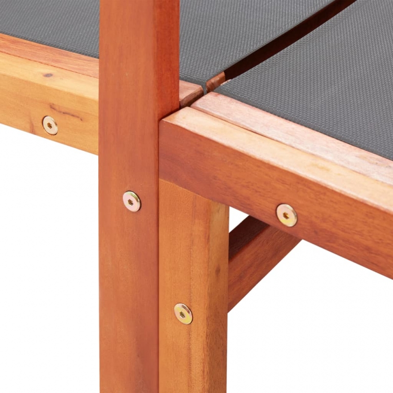 Gartenstuhl mit Fußteil Grau Eukalyptus Massivholz Textilene