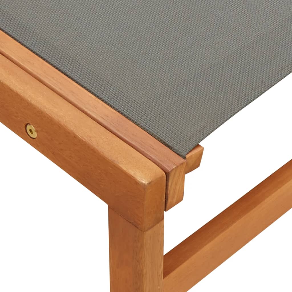 Gartenstuhl mit Fußteil Grau Eukalyptus Massivholz Textilene