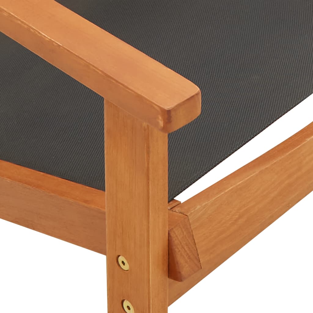 Gartenstuhl mit Fußablage Eukalyptus Massivholz und Textilene