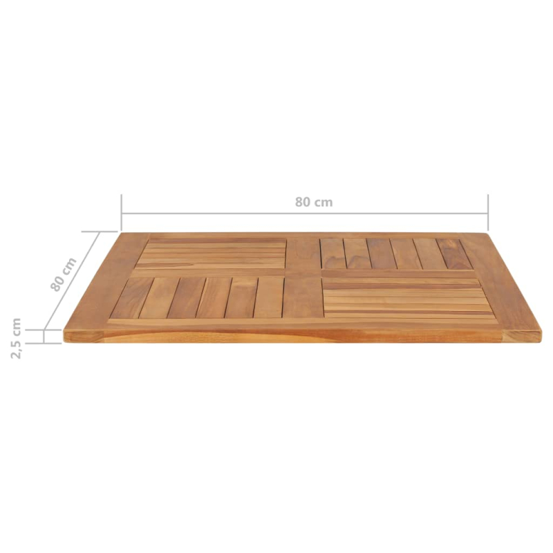 Tischplatte Massivholz Teak Quadratisch 80×80×2,5 cm