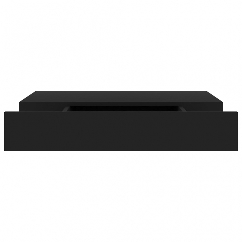 Schweberegal mit Schublade Schwarz 48x25x8 cm