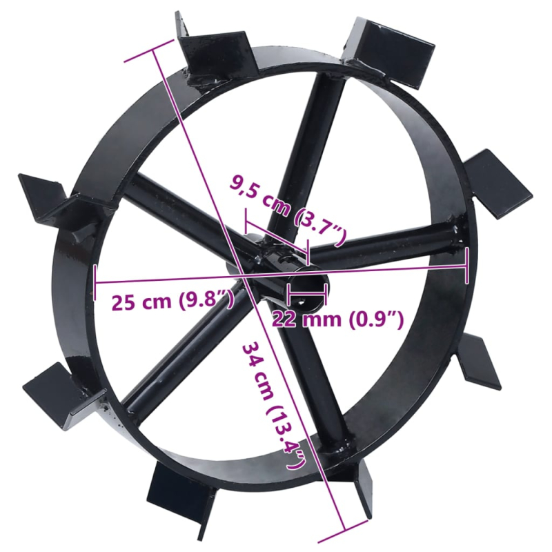 Metallräder für 6,5 PS Benzin-Gartenfräse 2 Stk.