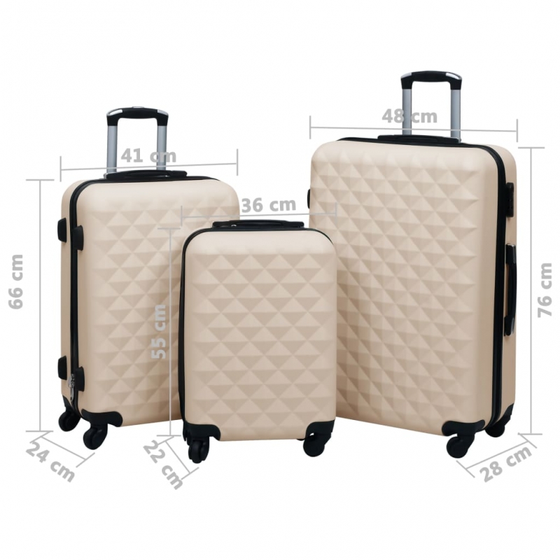 Hartschalen-Trolley-Set 3 Stk. Golden ABS