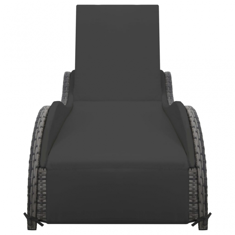 Sonnenliege mit Auflage Poly Rattan Anthrazit