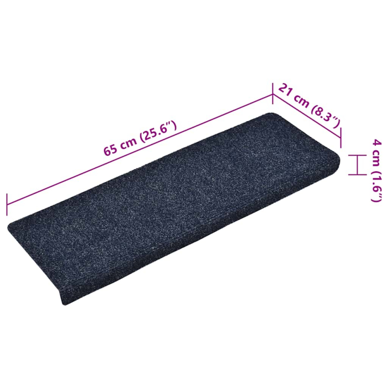Treppenmatten 15 Stk. Nadelvlies 65x21x4 cm Blau