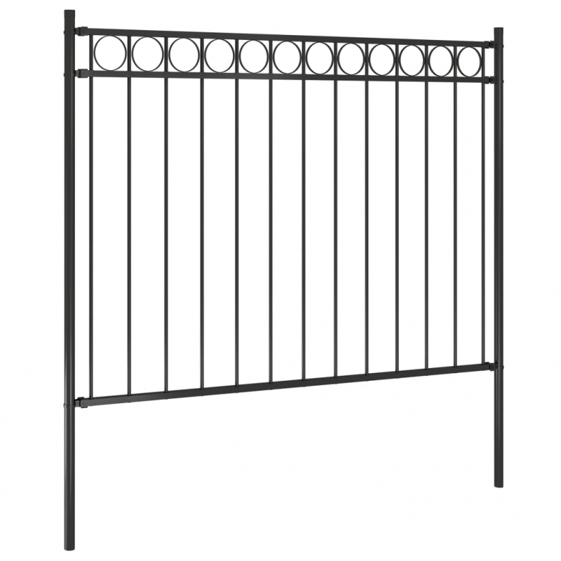 Gartenzaun Stahl 1,7x1,2 m Schwarz