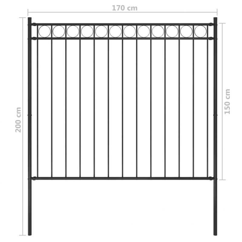 Gartenzaun Stahl 1,7x1,5 m Schwarz