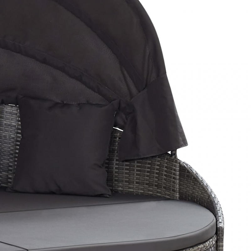 Outdoor-Loungebett mit Dach Grau