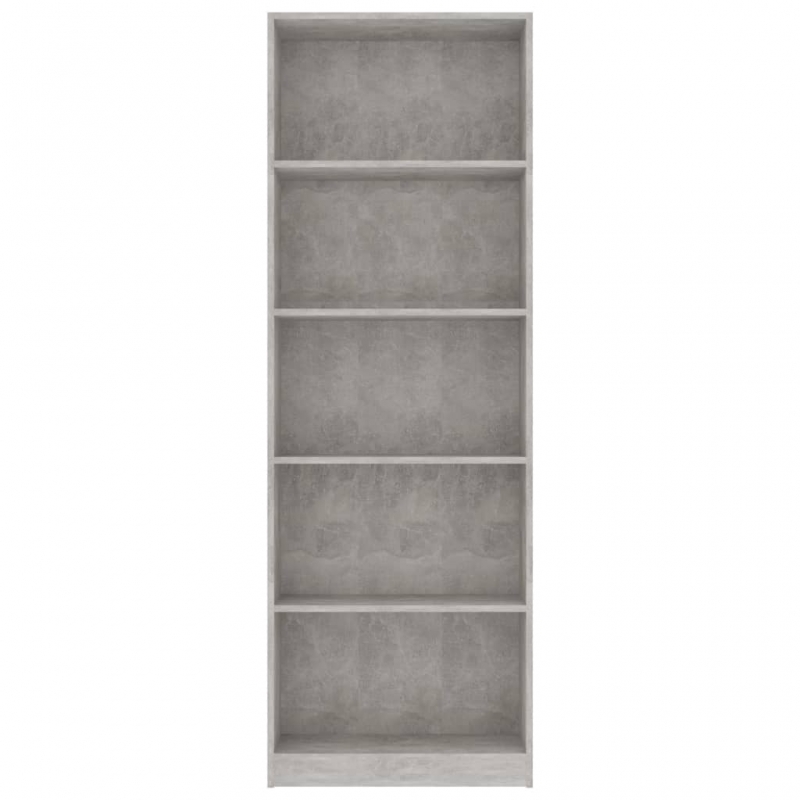 Bücherregal 5 Fächer Betongrau 60x24x175 cm Holzwerkstoff