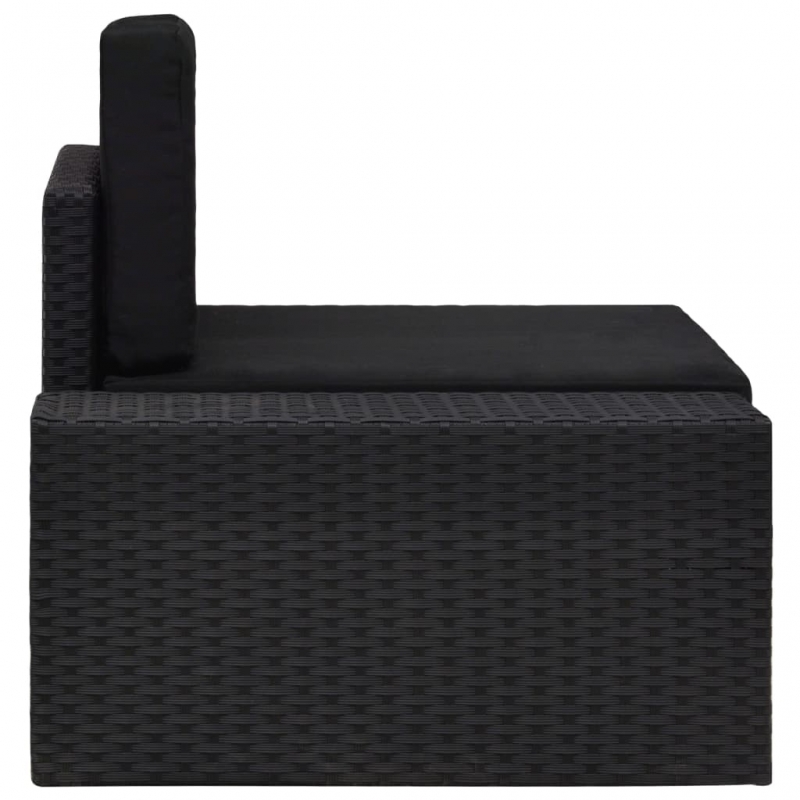 Modulares Sofa-Eckteil mit Armlehne (rechts) Poly Rattan Schwarz