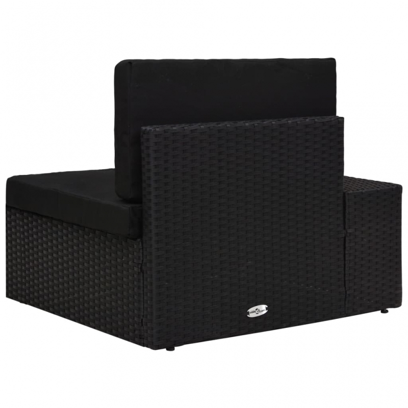Modulares Sofa-Eckteil mit Armlehne (rechts) Poly Rattan Schwarz