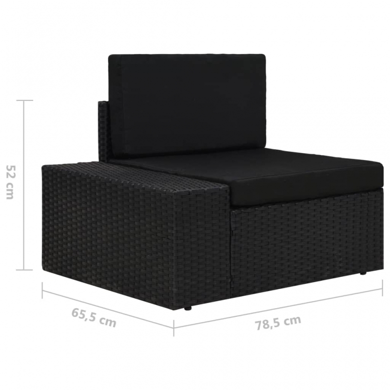 Modulares Sofa-Eckteil mit Armlehne (rechts) Poly Rattan Schwarz