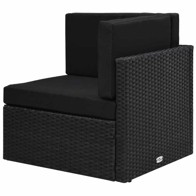 Modulares Sofa-Eckteil Poly Rattan Schwarz