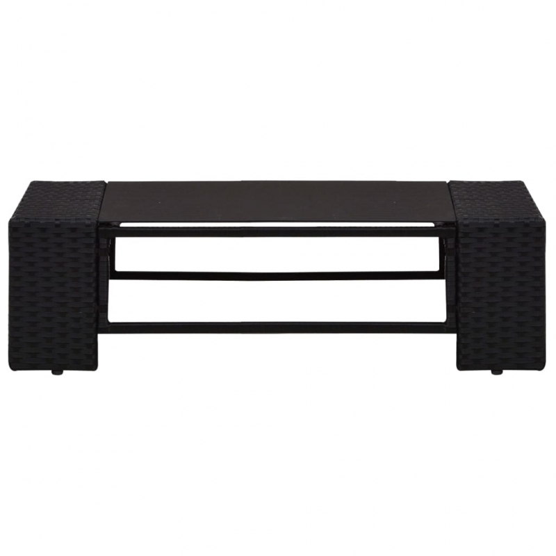 2-tlg. Garten-Lounge-Set Poly Rattan Schwarz