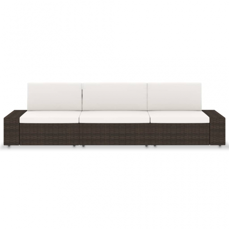 Modulares 3-Sitzer-Sofa Poly Rattan Braun